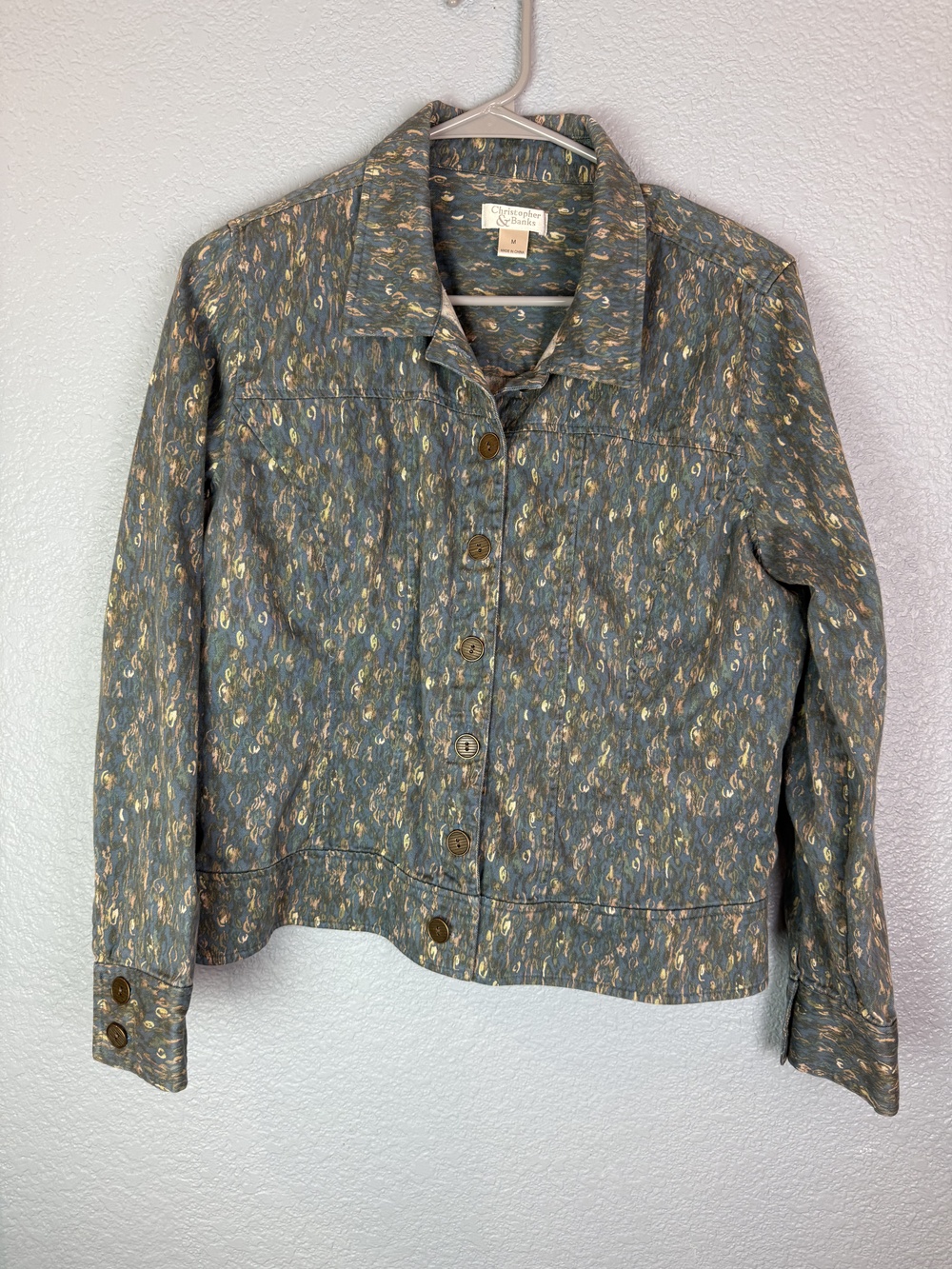Christopher & Banks Jacket Womens Medium Multicolor Abstract Button 2000s Vintag